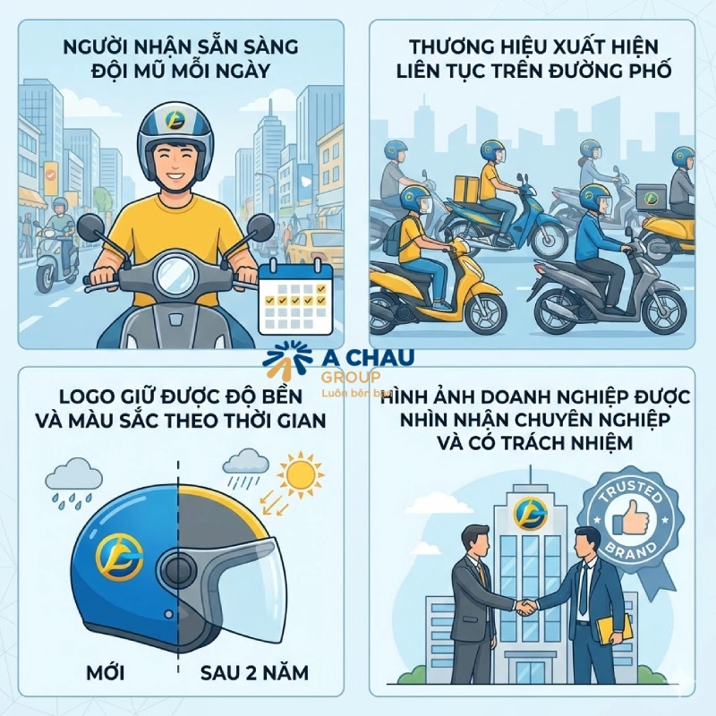 Mũ bảo hiểm quảng cáo chất lượng cao mang lại giá trị gì cho thương hiệu?