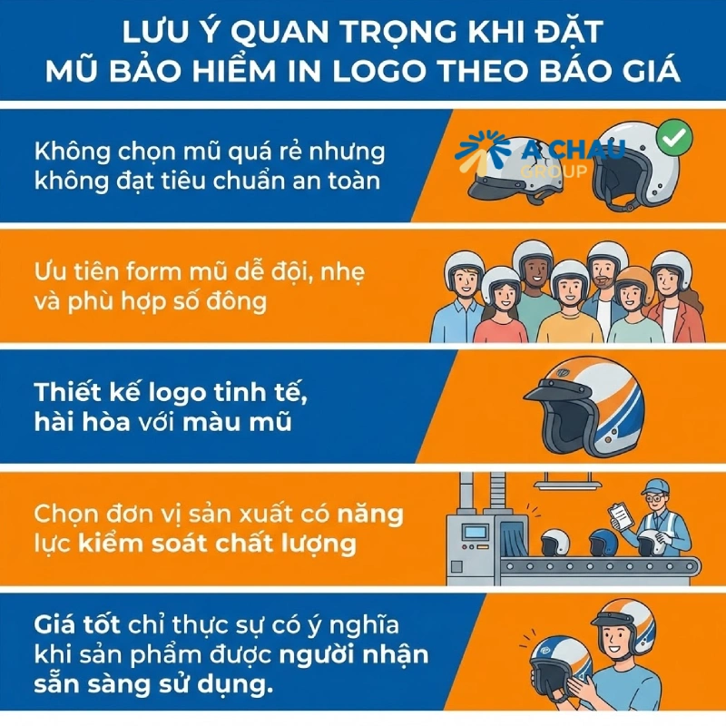 Lưu ý quan trọng khi đặt mũ bảo hiểm in logo theo báo giá