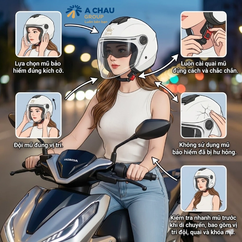 Những lưu ý khi đội mũ bảo hiểm