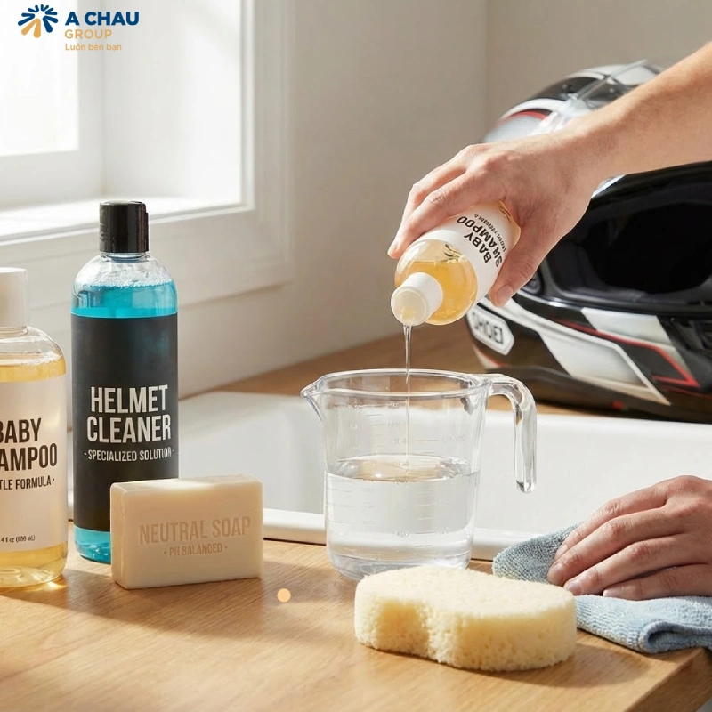 Bước 2: Pha dung dịch giặt phù hợp