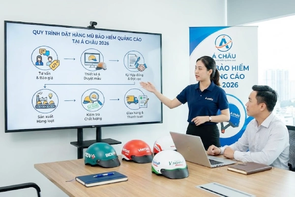 Quy trình đặt làm mũ bảo hiểm quảng cáo số lượng lớn tại Á Châu