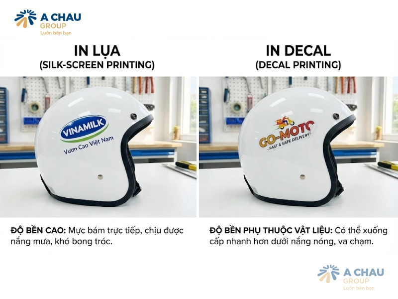 So sánh về độ bền và tuổi thọ hình ảnh của phương pháp in lụa và in decal