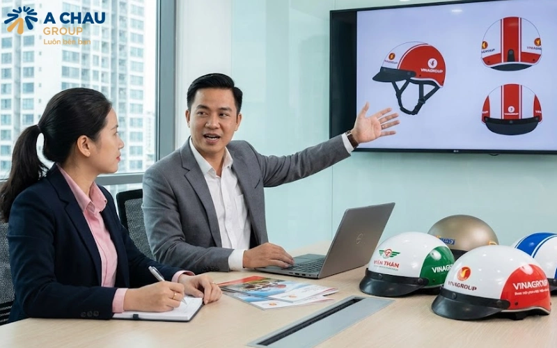 Bước 1: Tiếp nhận thông tin là bước đầu tiên trong quy trình đặt làm mũ bảo hiểm quảng cáo số lượng lớn tại Á Châu