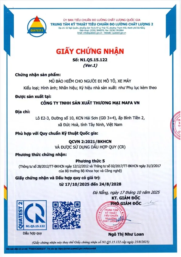 Giấy chứng nhận QCVN