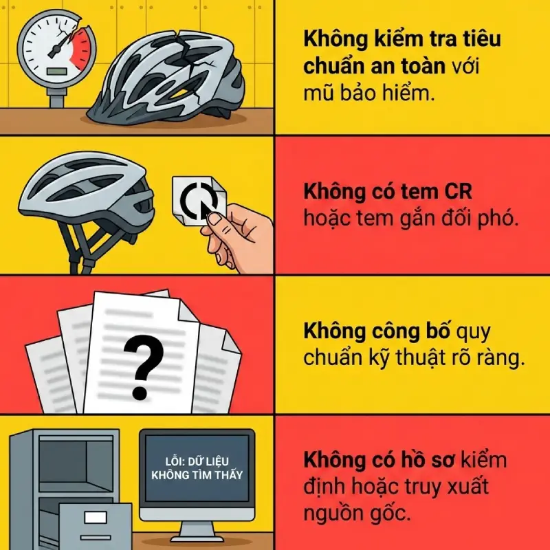 Những sai lầm khi chọn mũ bảo hiểm quảng cáo và cách tránh 4 Không kiểm tra tiêu chuẩn an toàn và pháp lý