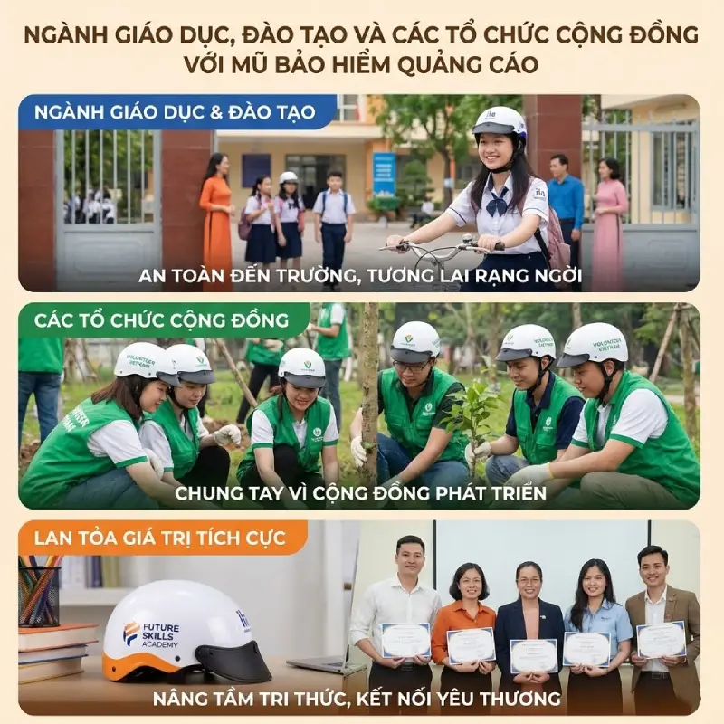 Những ngành nghề phù hợp nhất với mũ bảo hiểm quảng cáo 9 Ngành nghề phù hợp nhất với mũ bảo hiểm quảng cáo có Ngành giáo dục, đào tạo và các tổ chức cộng đồng