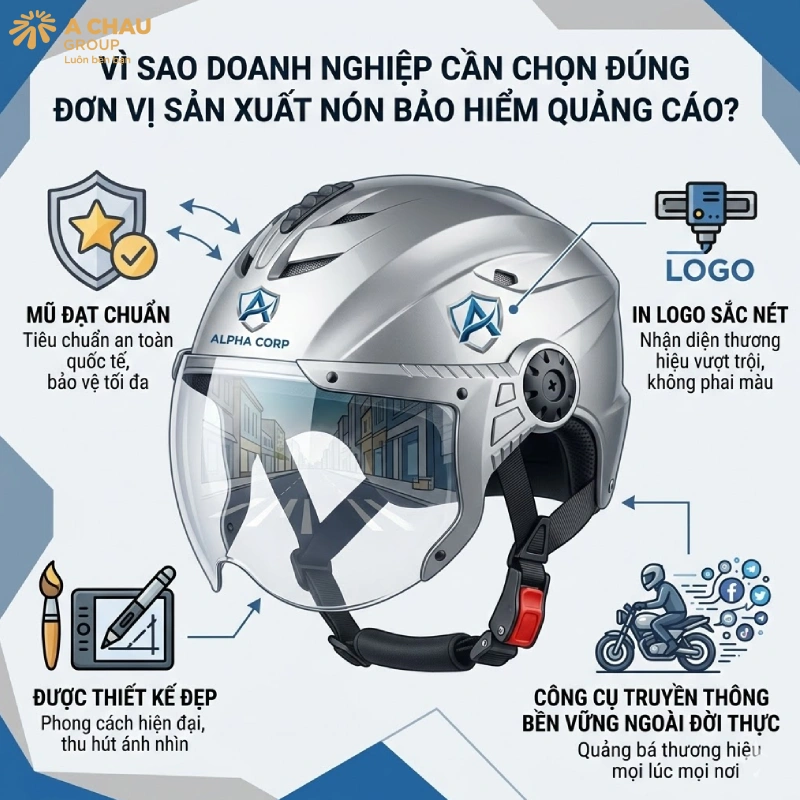 Vì sao doanh nghiệp cần chọn đúng đơn vị sản xuất nón bảo hiểm quảng cáo?
