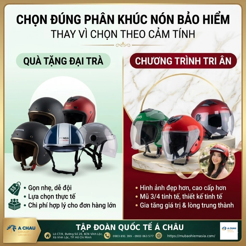 Cách mua nón bảo hiểm cho công ty giá tốt là chọn đúng phân khúc nón bảo hiểm thay vì chọn theo cảm tính