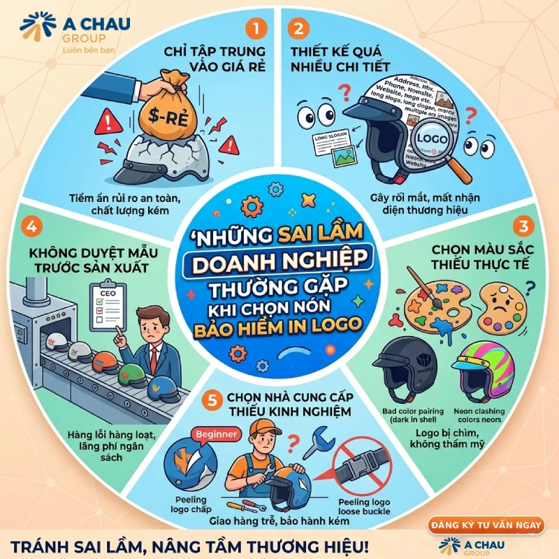 Những sai lầm doanh nghiệp thường gặp khi chọn nón bảo hiểm in logo