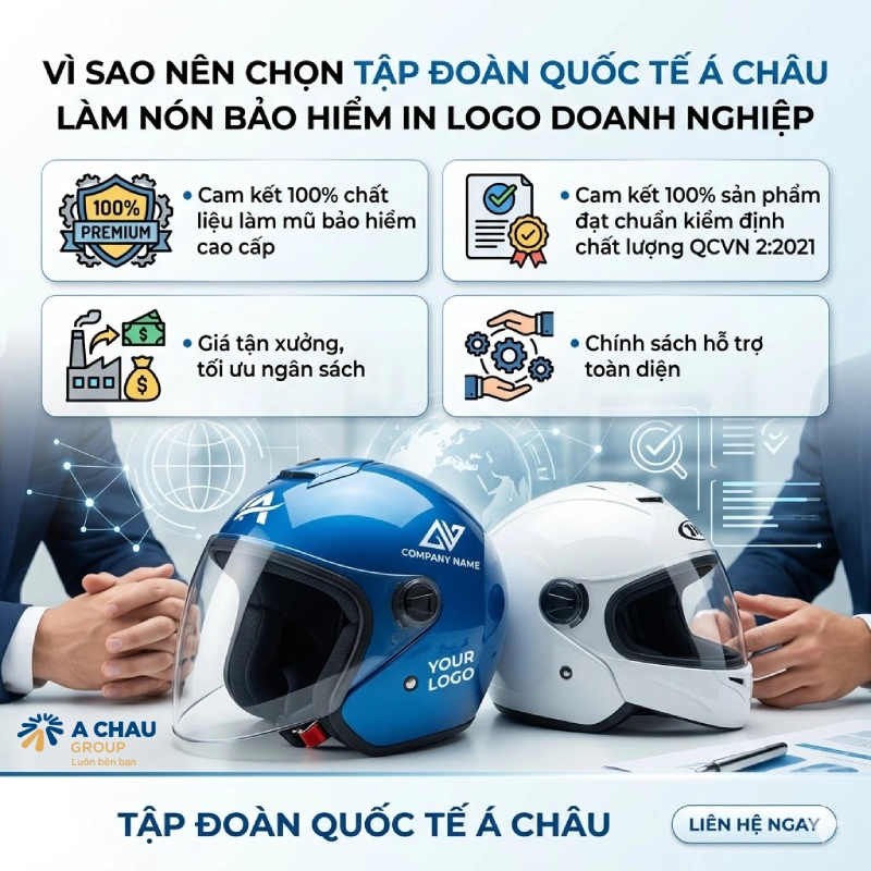 Xưởng sản xuất mũ bảo hiểm tại Hà Nội - Vì sao nên chọn Tập đoàn quốc tế Á Châu