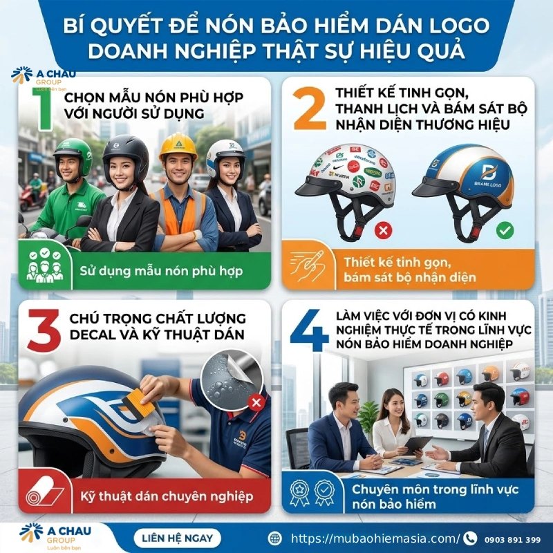 Bí quyết để nón bảo hiểm dán logo doanh nghiệp thật sự hiệu quả