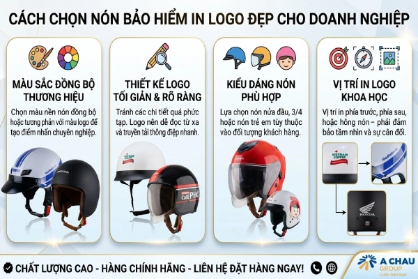 Cách chọn nón bảo hiểm in logo đẹp cho doanh nghiệp