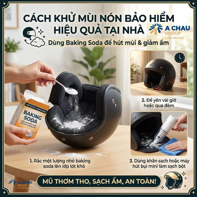 Hướng dẫn 9 cách khử mùi nón bảo hiểm hiệu quả tại nhà 5 Cách khử mùi nón bảo hiểm bằng baking soda để hút mùi và giảm ẩm