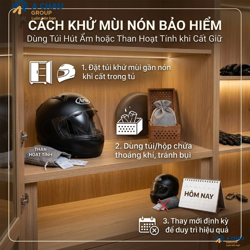 Hướng dẫn 9 cách khử mùi nón bảo hiểm hiệu quả tại nhà 10 Dùng túi hút ẩm hoặc than hoạt tính khi cất giữ là phương pháp khư mù hôi nón bảo hiểm rất tốt