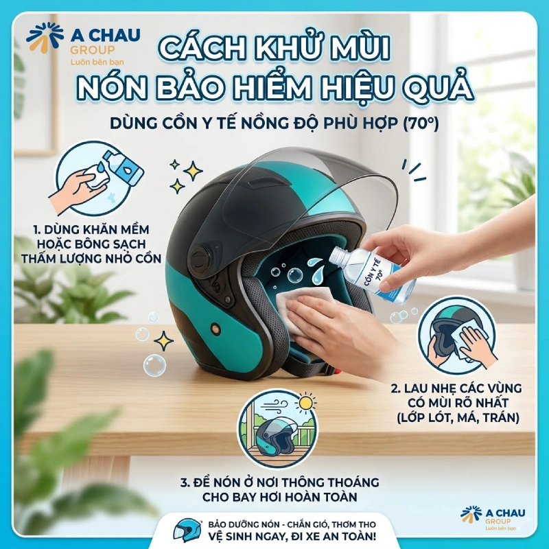 Hướng dẫn 9 cách khử mùi nón bảo hiểm hiệu quả tại nhà 7 Cách khủ mùi nón bảo hiểm bằng cồn y tế nồng độ phù hợp