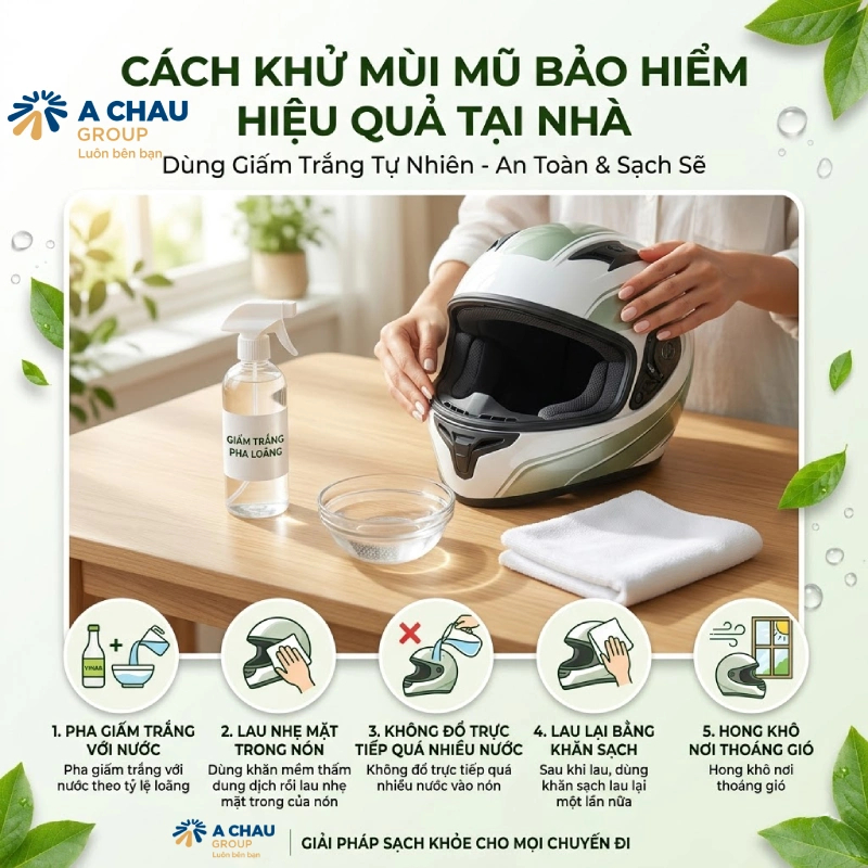 Hướng dẫn 9 cách khử mùi nón bảo hiểm hiệu quả tại nhà 6 Cách khử mùi mũ bảo hiểm bằng giấm trắng pha loãng