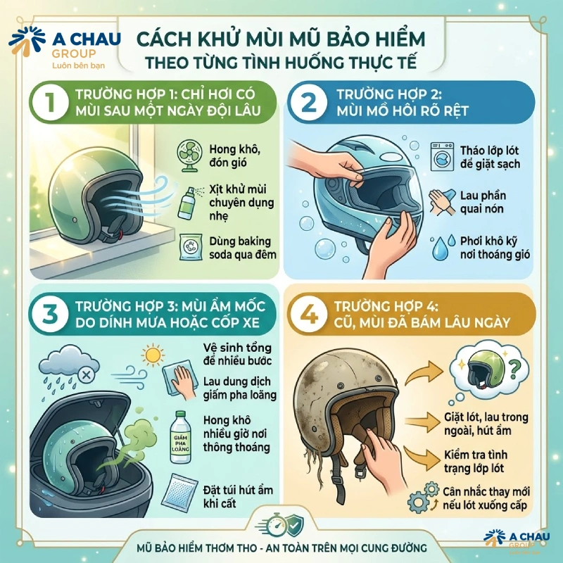Hướng dẫn 9 cách khử mùi nón bảo hiểm hiệu quả tại nhà 13 Cách khử mùi mũ bảo hiểm theo từng tình huống thực tế