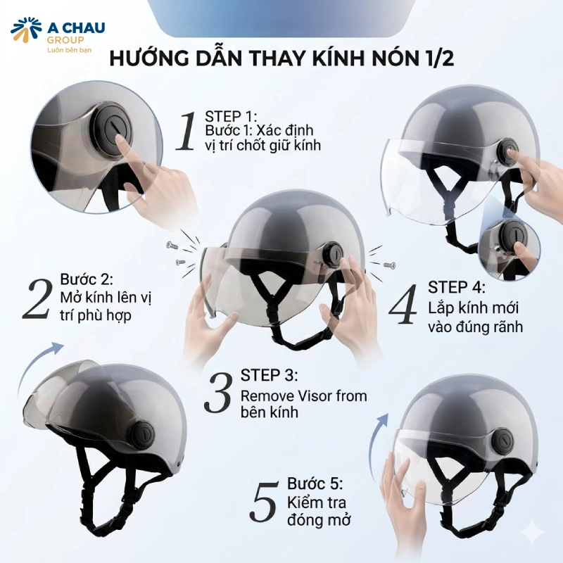 Hướng dẫn thay kính nón bảo hiểm 1/2