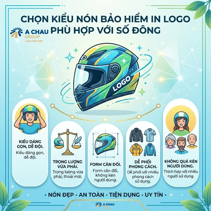 9 lưu ý khi đặt nón bảo hiểm in logo số lượng lớn 4 Chọn kiểu nón phù hợp với số đông người dùng