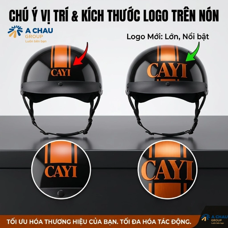 Cách chọn nón bảo hiểm in logo đẹp cho doanh nghiệp Chú ý vị trí và kích thước logo trên nón