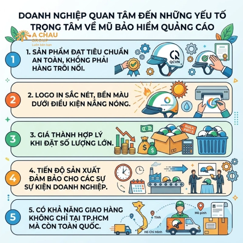 Mũ bảo hiểm quảng cáo HCM theo yêu cầu – Doanh nghiệp cần gì?