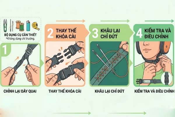 Hướng dẫn cách sửa quai mũ bảo hiểm khi bị rộng, bị chật