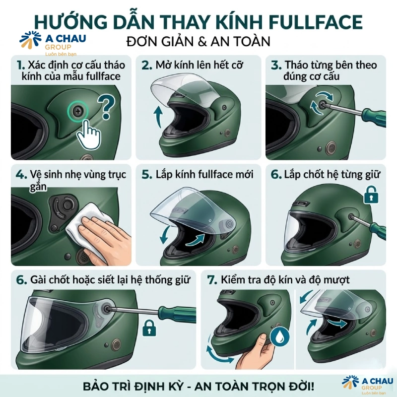 Hướng dẫn cách thay kính nón bảo hiểm fullface