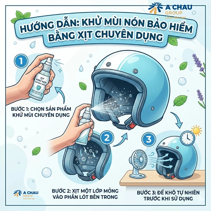 Hướng dẫn 9 cách khử mùi nón bảo hiểm hiệu quả tại nhà 8 Xịt dung dịch khử mùi chuyên dụng cũng là cách khử mùi nón bảo hiểm hiệu quả