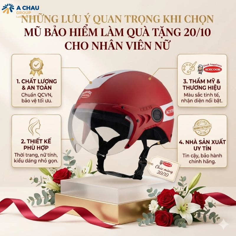 Quà tặng 20/10 cho nhân viên nữ – Tại sao là mũ bảo hiểm? 4 Những lưu ý quan trọng khi chọn mũ bảo hiểm làm quà tặng 20/10 cho nhân viên nữ