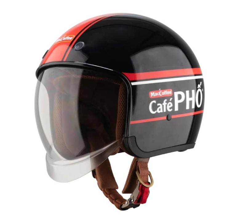 Mũ bảo hiểm quảng cáo MacCoffee.