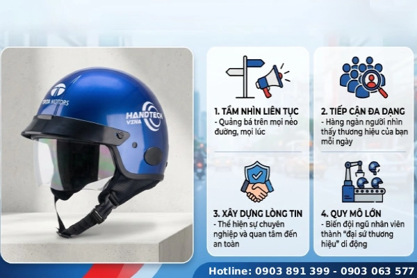 Mũ bảo hiểm in logo thương hiệu giúp tăng nhận diện như thế nào?