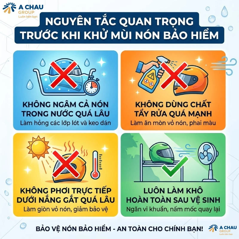 Hướng dẫn 9 cách khử mùi nón bảo hiểm hiệu quả tại nhà 3 Nguyên tắc quan trọng trước khi khử mùi nón bảo hiểm
