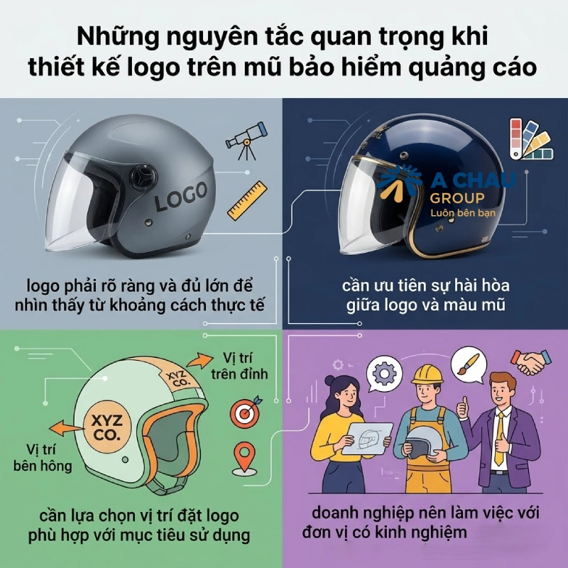 Những nguyên tắc quan trọng khi thiết kế logo trên mũ bảo hiểm quảng cáo