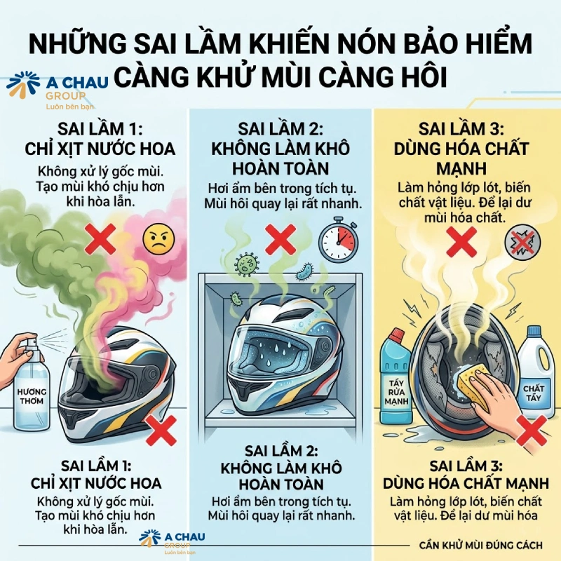 Hướng dẫn 9 cách khử mùi nón bảo hiểm hiệu quả tại nhà 14 Những sai lầm khiến nón bảo hiểm càng khử mùi càng hôi