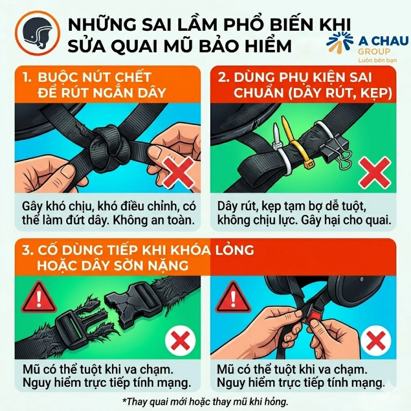Những sai lầm phổ biến khi sửa quai mũ bảo hiểm