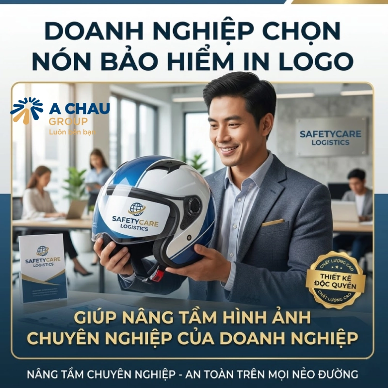 Lựa chọn nón bảo hiểm in logo làm quà tặng giúp nâng tầm hình ảnh chuyên nghiệp của doanh nghiệp