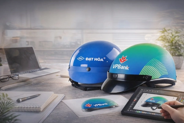 Tầm quan trọng của thiết kế logo trên mũ bảo hiểm quảng cáo