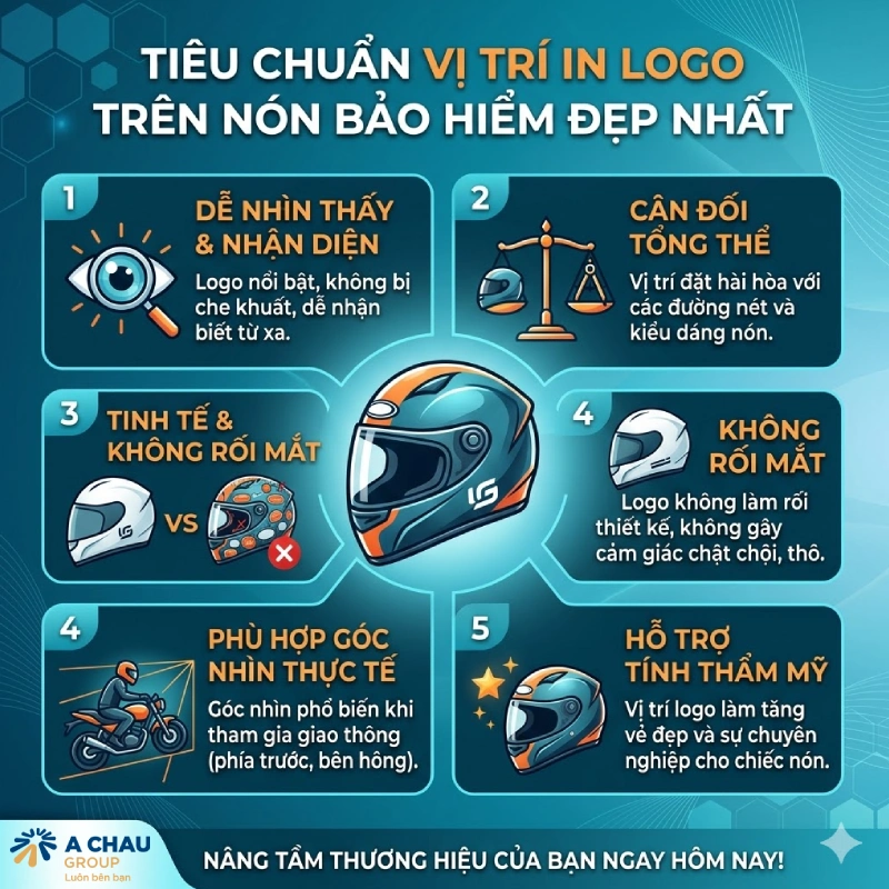Thế nào là vị trí in logo trên nón bảo hiểm đẹp nhất?