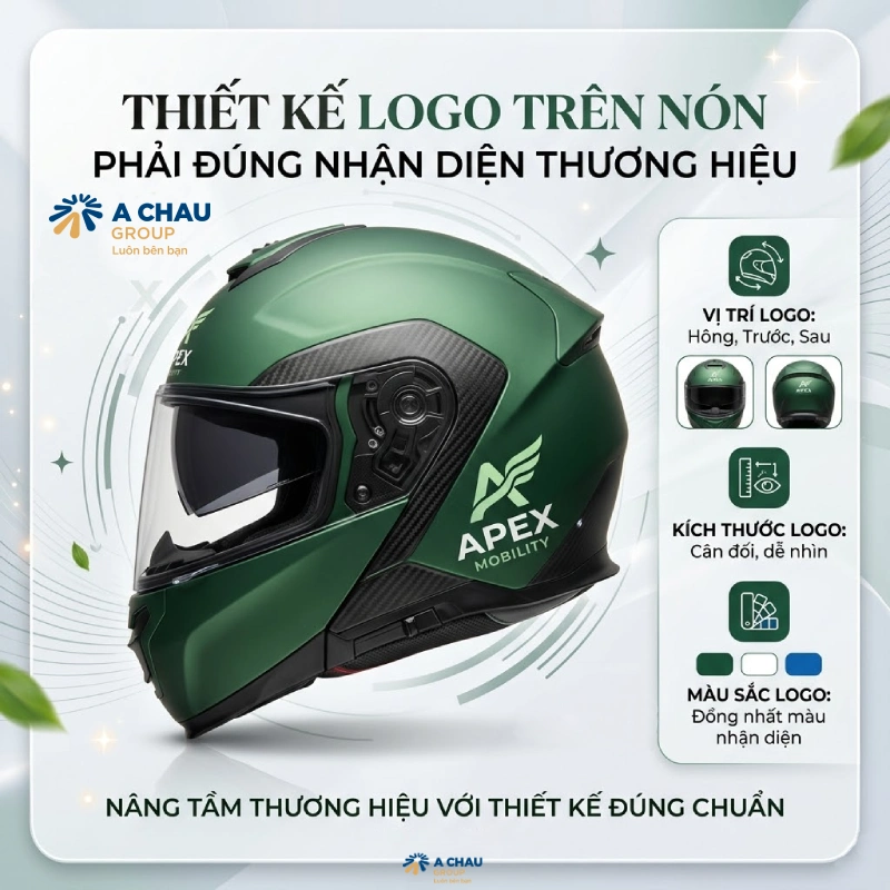 9 lưu ý khi đặt nón bảo hiểm in logo số lượng lớn 5 Thiết kế logo trên nón phải đúng nhận diện thương hiệu