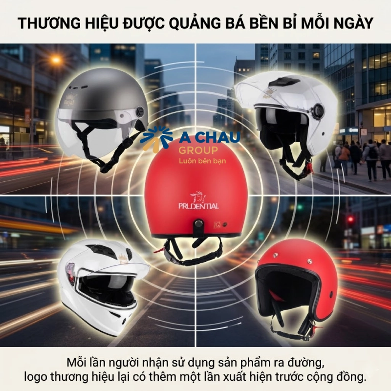 Doanh nghiệp sử dụng nón bảo hiểm in logo làm quà tặng vì Thương hiệu được quảng bá bền bỉ mỗi ngày
