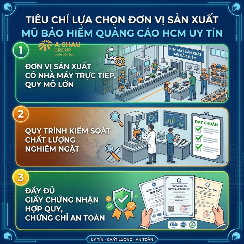 Tiêu chí lựa chọn đơn vị sản xuất mũ bảo hiểm quảng cáo hcm uy tín