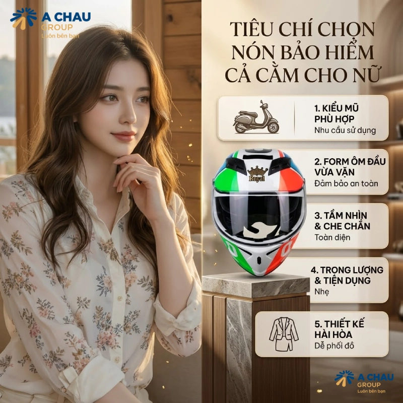 Tiêu chí chọn nón bảo hiểm có cằm cho nữ