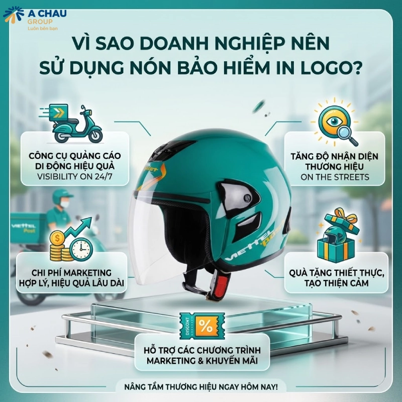 Nón bảo hiểm in logo là gì? Vì sao doanh nghiệp nên sử dụng 3 Vì sao doanh nghiệp nên sử dụng nón bảo hiểm in logo?
