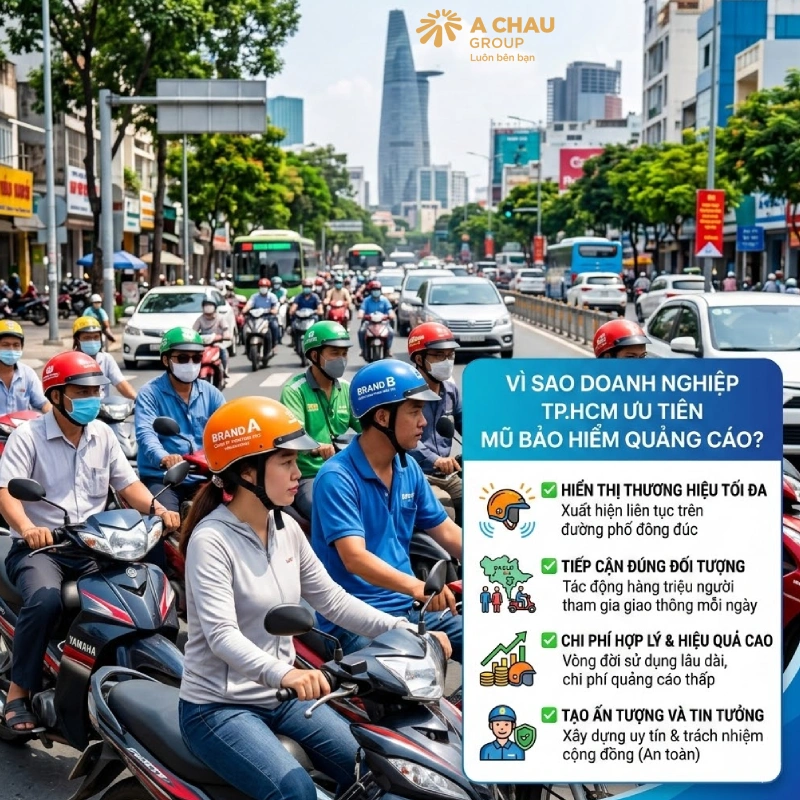 Vì sao doanh nghiệp tại TP.HCM ưu tiên mũ bảo hiểm quảng cáo?