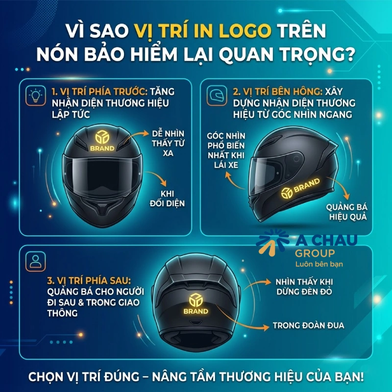 Vì sao vị trí in logo trên nón bảo hiểm lại quan trọng?
