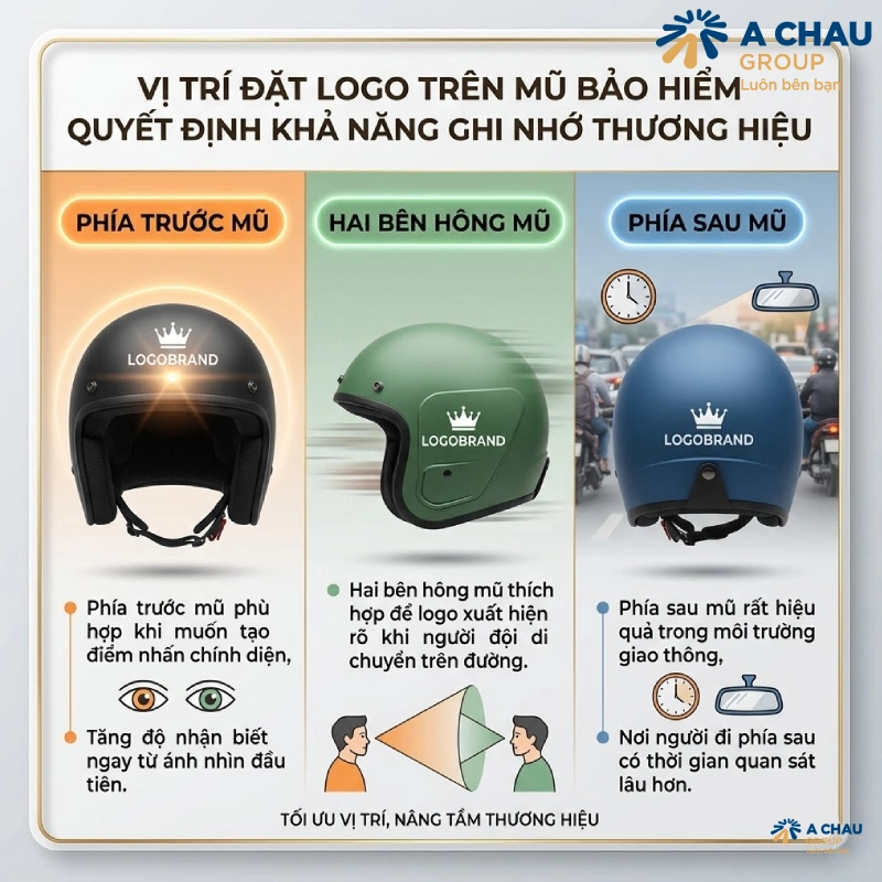 Vị trí đặt logo trên mũ bảo hiểm quyết định khả năng ghi nhớ thương hiệu