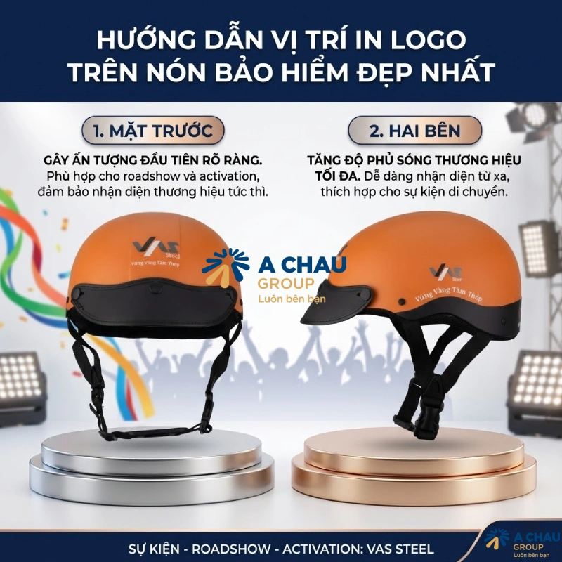 Với nón bảo hiểm dùng trong sự kiện, roadshow, activation