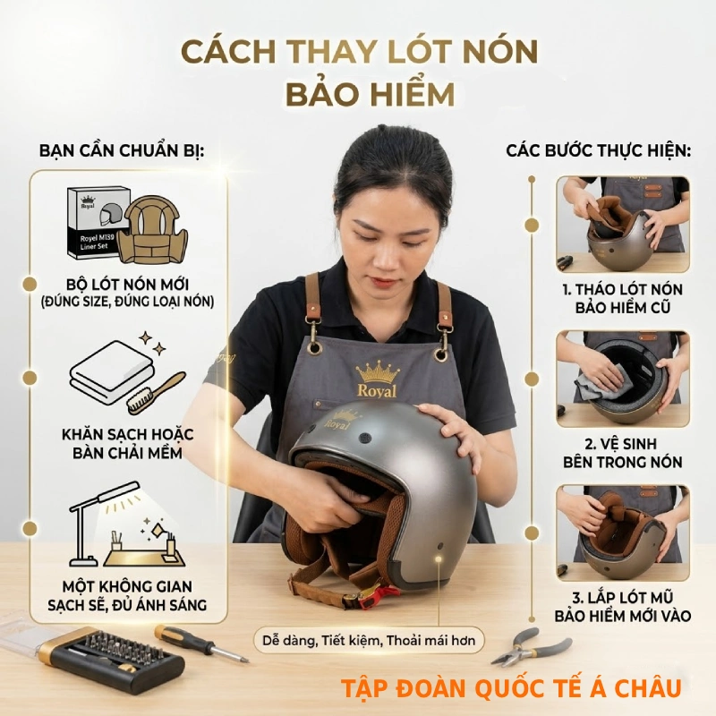 Cách thay lót nón bảo hiểm