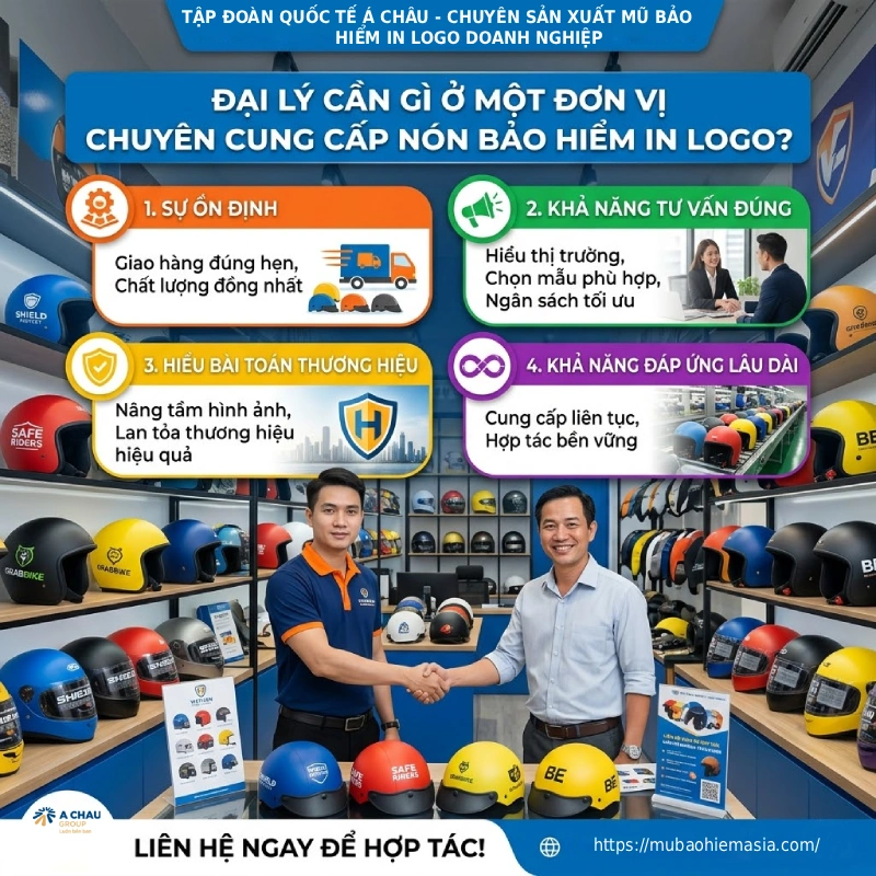 Đại lý cần gì ở một đơn vị chuyên cung cấp nón bảo hiểm in logo?