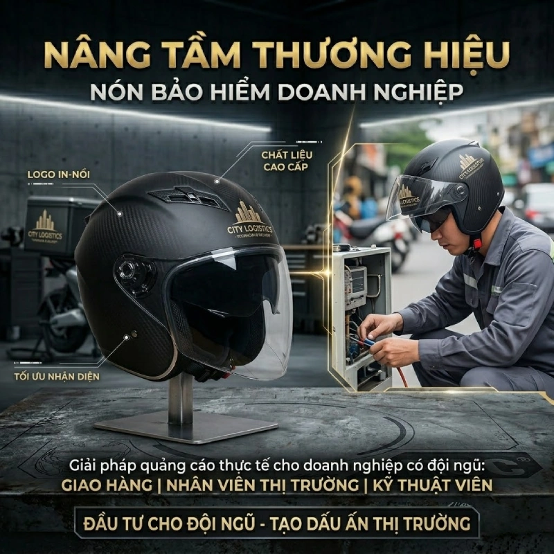 Doanh nghiệp nào nên sử dụng nón bảo hiểm quảng cáo? doanh nghiệp có đội ngũ nhân viên đi thị trường